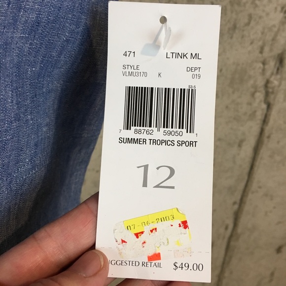 Liz Claiborne 12 Chambray Dress Linen Sleeveless - Picture 6 of 8